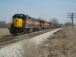 West train prepares to leave N. Star siding, March 30, 2008.