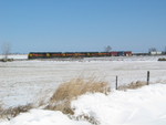 Westbound turn is pulling down Walcott siding to meet the EB.