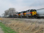 The east train is leaving N. Star after the meet.  March 31, 2007.