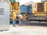 Cutting the rail for the west crossing in Earlham.
