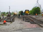 The track gang replaced the Wilton House track switch today and the Eastbound crew is going to dump ballast for them, May 15,2008..