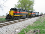 West train heads in at the N. Star crossover, May 2, 2008.