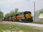 Eastbound pulling past mp208, Liberty St. Wilton, May 6, 2008.