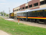 719 backs down to tie onto the rear of the train.