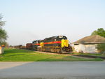 Rail train passes through Atalissa in the late afternoon sun, May 9, 2011.