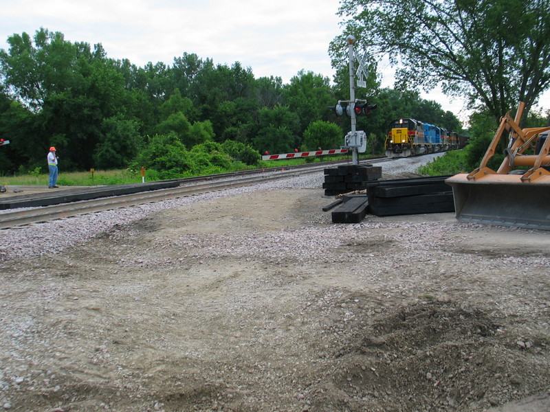 The track gang is replacing the 210 crossings, June 29, 2007.