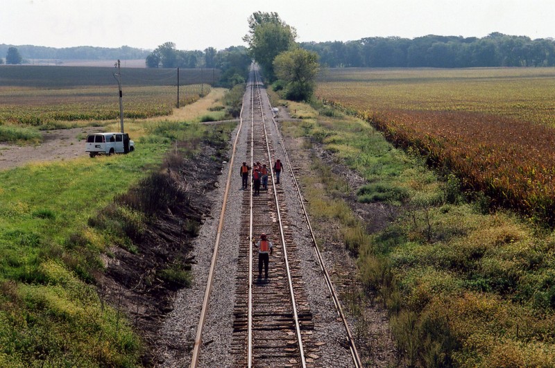 Track gang heading for their ride, mp 224.8, Sept. 19, 2005.