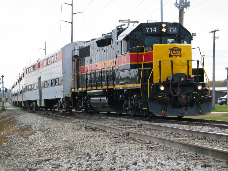 The football train heads in to clear at Vernon siding, Coralville, after the last pregame run,  Oct. 28, 2006.