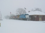 Westbound turn at Wilton, Dec. 28, 2007.  I kind of like snow shots, but this is a bit too much!