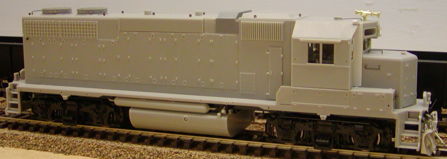 Overall view of IAIS GP38 600 showing the cab face extension, paper air filter modifications, and some initial detailing.