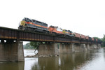 IAIS 604 east crossing the Cedar River just west of Moscow, IA, on 26-Aug-2004