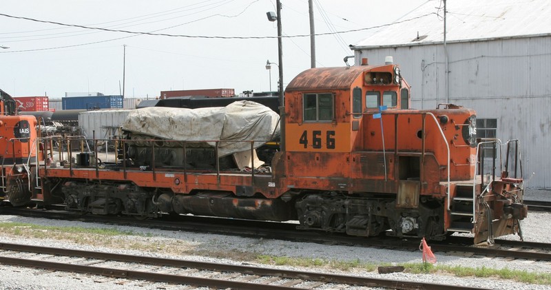 466, stripped of most major components and with the engine tarped
