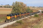 IAIS 717 and the west train about to pass under US 6 between Ladora and Victor