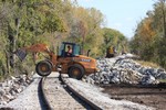 706 stopped short of milepost 214 because of maintenance in the way at the Wendling spur