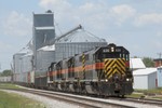 With the train all back together, the crew gets ready to head east towards Yocum and Iowa City. Just east of here, track crews have been hard at work all morning, but they've cleared up for CBBI's passage.