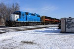 IAIS 155 on the front of three SD38-2s at the west end of the IC yard