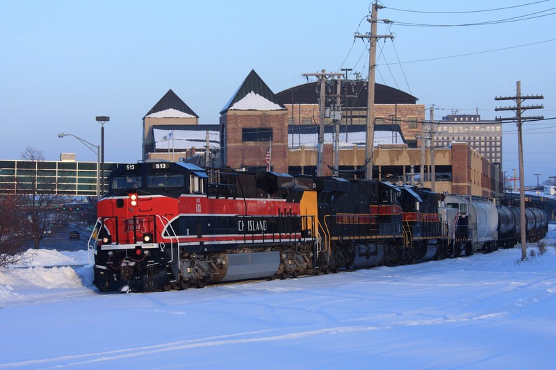 And we're out of light - the faintest of last rays catch the train coming through Moline.