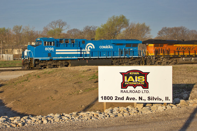 NS 8098 (Conrail)  SISW at Silvis, IL.  April 15, 2015