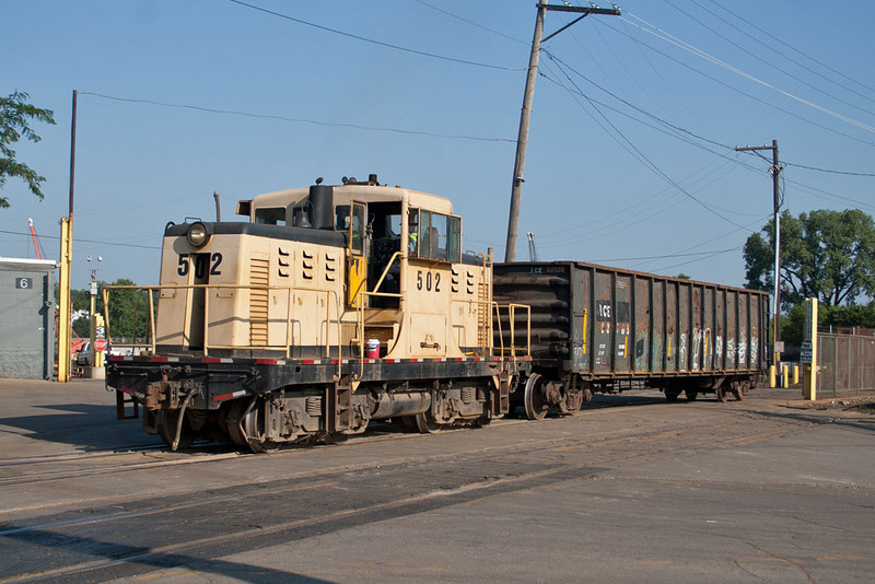 Behr Scrap's 65 Ton GE switches the scrap yard at Seminary Street in Rockford, IL.