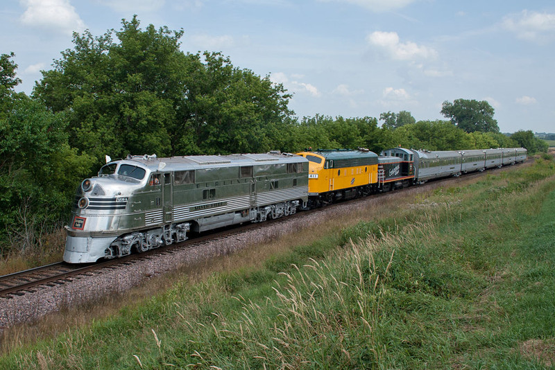 The NZ rolls along the mainline west of Leaf River, IL.