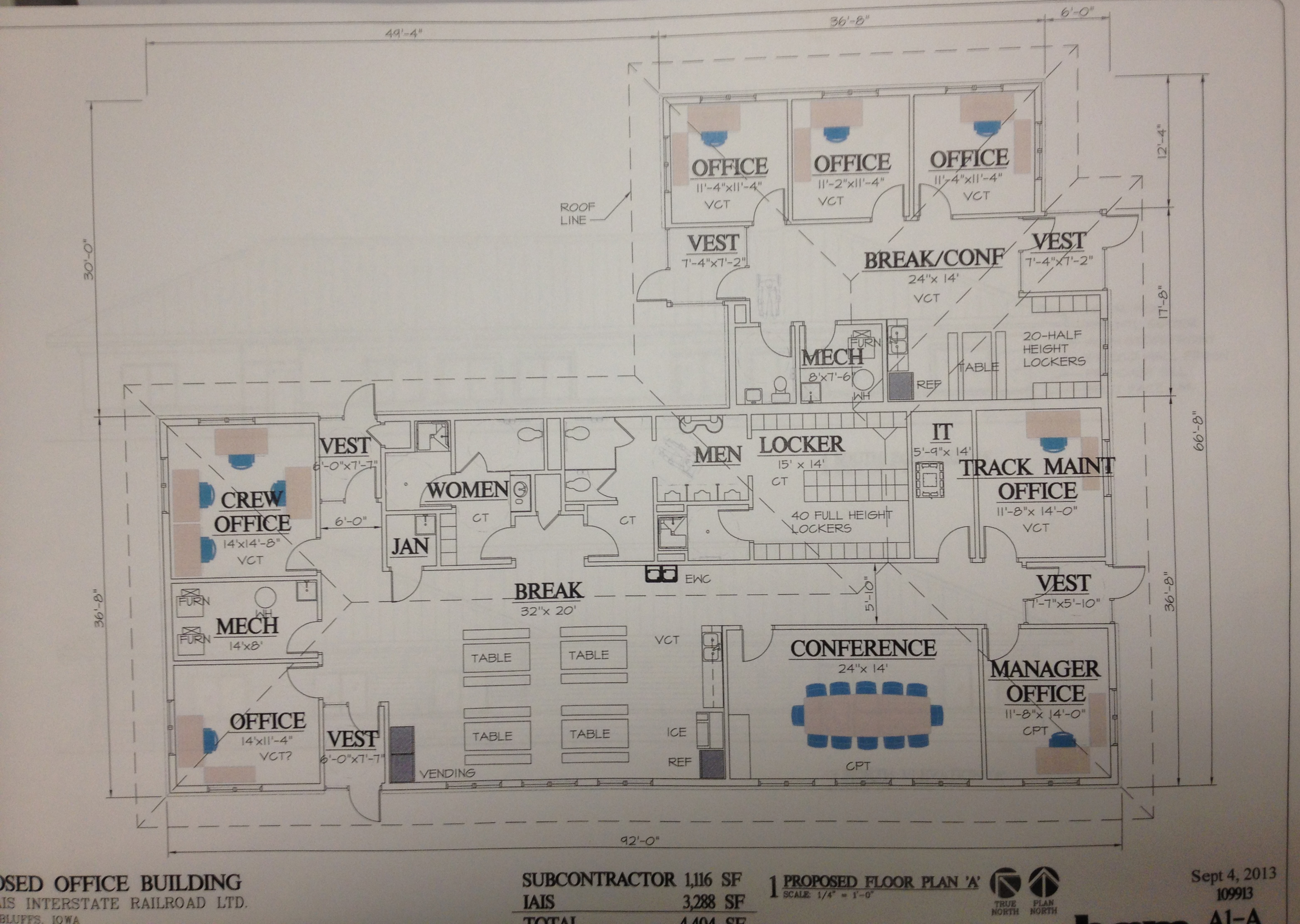 Floor plan.  I'm guessing that the "Subcontractor" area, as well as the parking lot south of the building, is likely set aside for the intermodal subcontractor, replacing the trailers and modular units they've worked out of since IAIS startup almost 30 years ago.