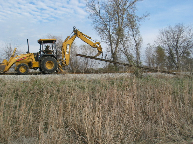 Removing the old rails, alongside the Wilton Pocket.