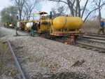 Propane salesman's delight- heating the rail prior to anchor installation.