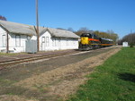 Backing eastward past the depot on the Peoria main.