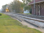 West train approaches the Wilton depot, Nov. 12, 2007.