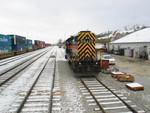 Pulling past Bluffs terminal on our way east.