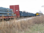 The crew backs their power westward down the main after working at the east end of the Pocket track.