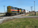 West train at the mp206 farm crossing, east of Wilton, Nov. 18, 2008.