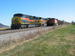 Coal train's pusher passes the wb at the west end of Walcott siding, Nov. 5, 2010.