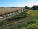 East train pulls under the Victor overpass, Oct. 9, 2007.