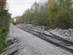 Work train loading rock at Wendling's, mp 212, Oct. 15, 2008.