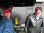 Dad and Greg discuss the merits of syrup tank storage at Twin States.