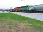 Ethanol crew prepares to cut off their train on the siding in RI.