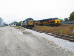IAIS east train passes the CSX local power at Seneca, Oct. 8, 2008.