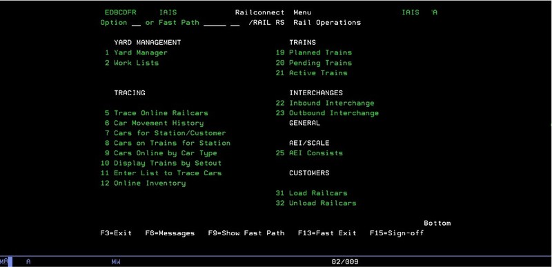 One of the prototype IAIS screens on which I patterned the design of my Access-based RailQuik user interface.
