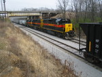 Peoria Rocket passing under the Santa Fe overpass in Chillicothe, Nov. 17, 2006.