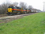 Northbound Peoria Rocket, north of Peoria at the old RI location known as Sankoty.  The remains of the old siding are visible in the foreground.  Nov. 17, 2006.