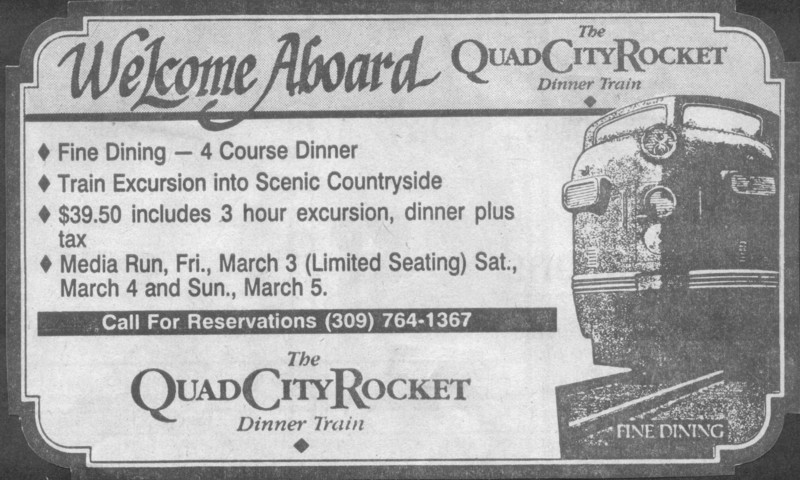 One of the first newspaper ads for the train