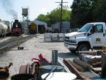 Pulling down 4 track to the west end of Iowa City yard.  Note the new company service truck.