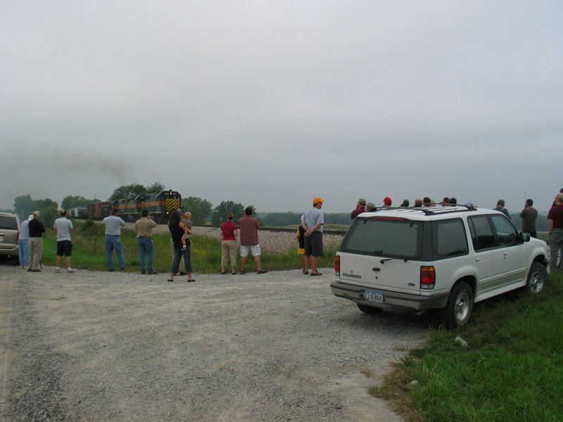 East train approaches the mob at the east switch, Yocum Conn., Sept. 9, 2006.