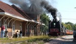 The excursion pulls into its station stop at Iowa City.