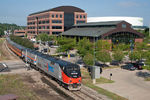 The Amtrak special heads east through Moline, IL.