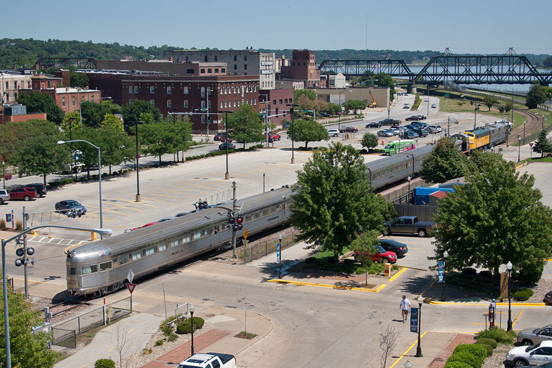 The Nebraska Zephyr departs Davenport, IA.