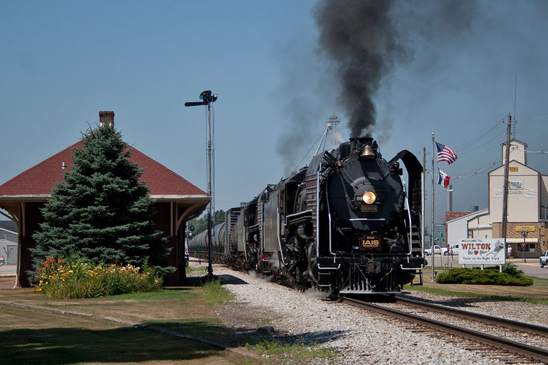 After a service stop and meet with BICB at North Star, the QJ's get back underway at Wilton, IA.