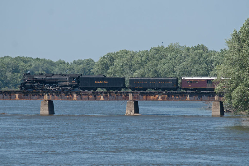 NKP 765 crosses the Rock River west of Colona, IL.