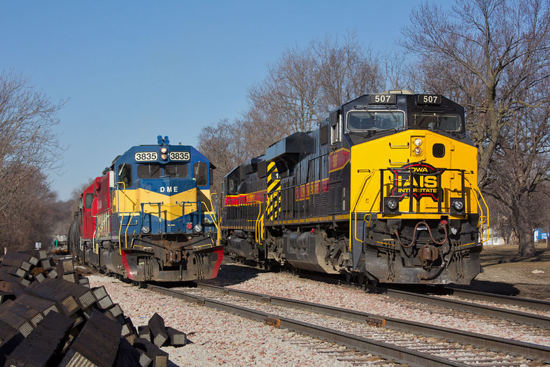 IAIS lite power meets CP's B73 @ Missouri Division Jct; Davenport, IA.